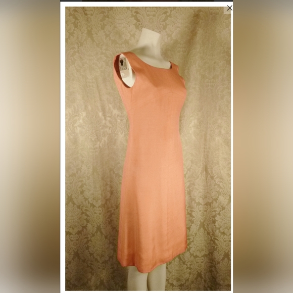 Vintage Givenchy Nouvelle Pastel Apricot Peach Silk Slip Sheath Dress - Picture 5 of 11